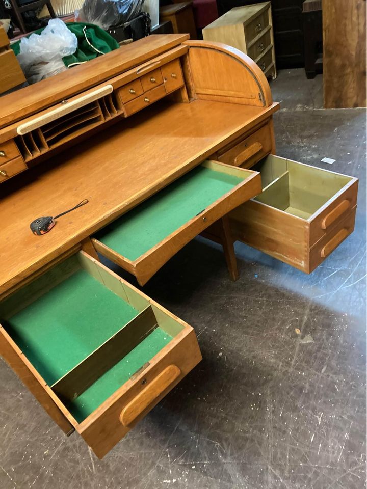 Antique Rolltop Desk drawers