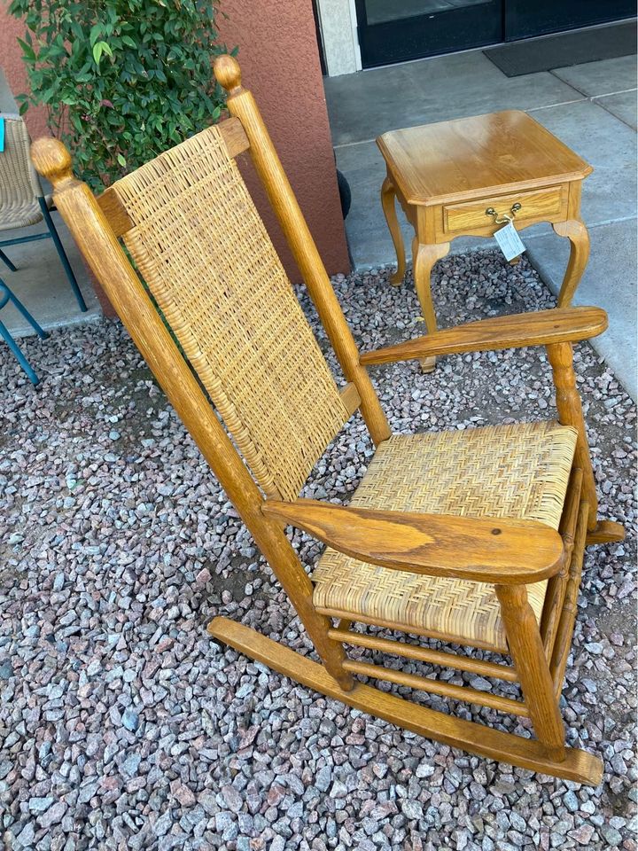 Large Vintage Oak Rocking Chair side