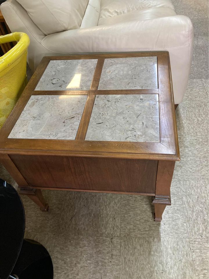 Mid-Century End Table with Stone Inserts side