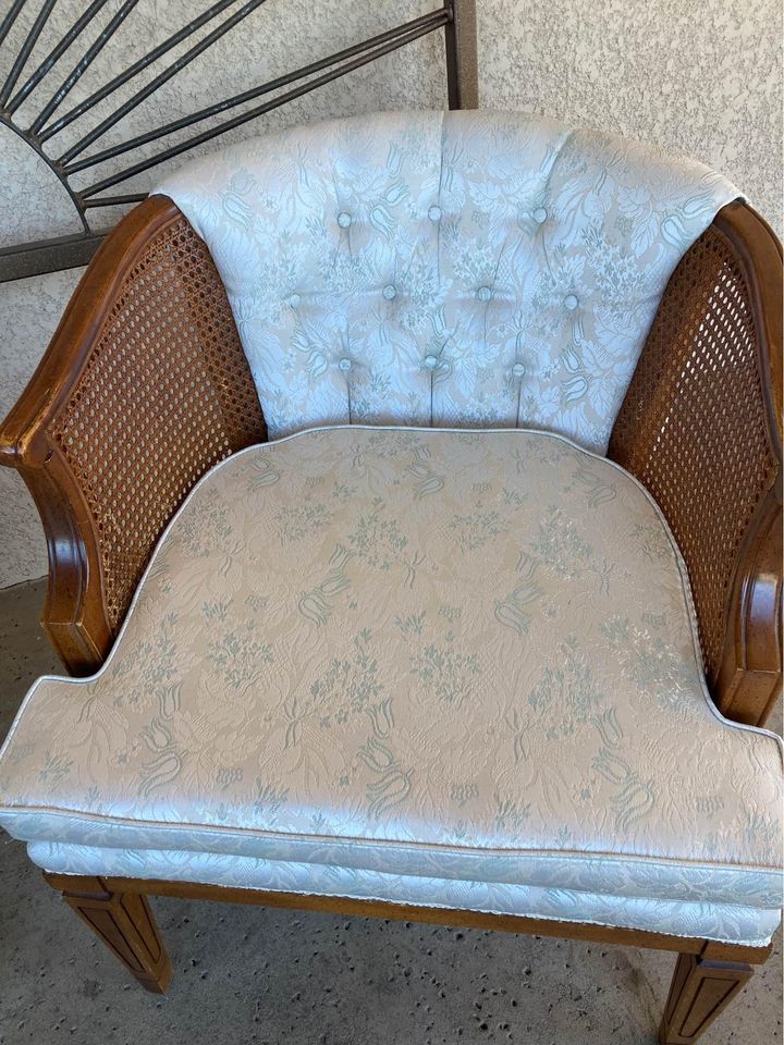 Vintage Barrel Chair with Custom Upholstery