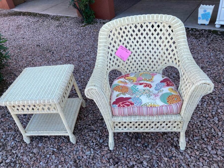 Wicker Patio Chair with Matching Table