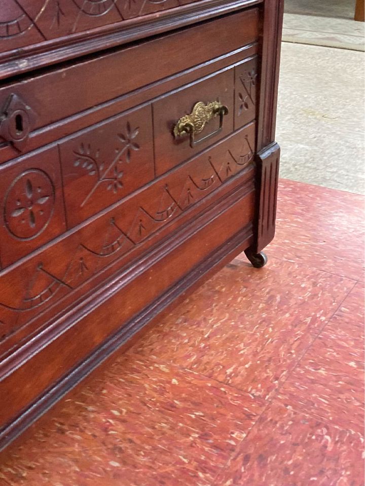 Antique Eastlake Style Gray Marble Top Dresser or Sideboard drawer design