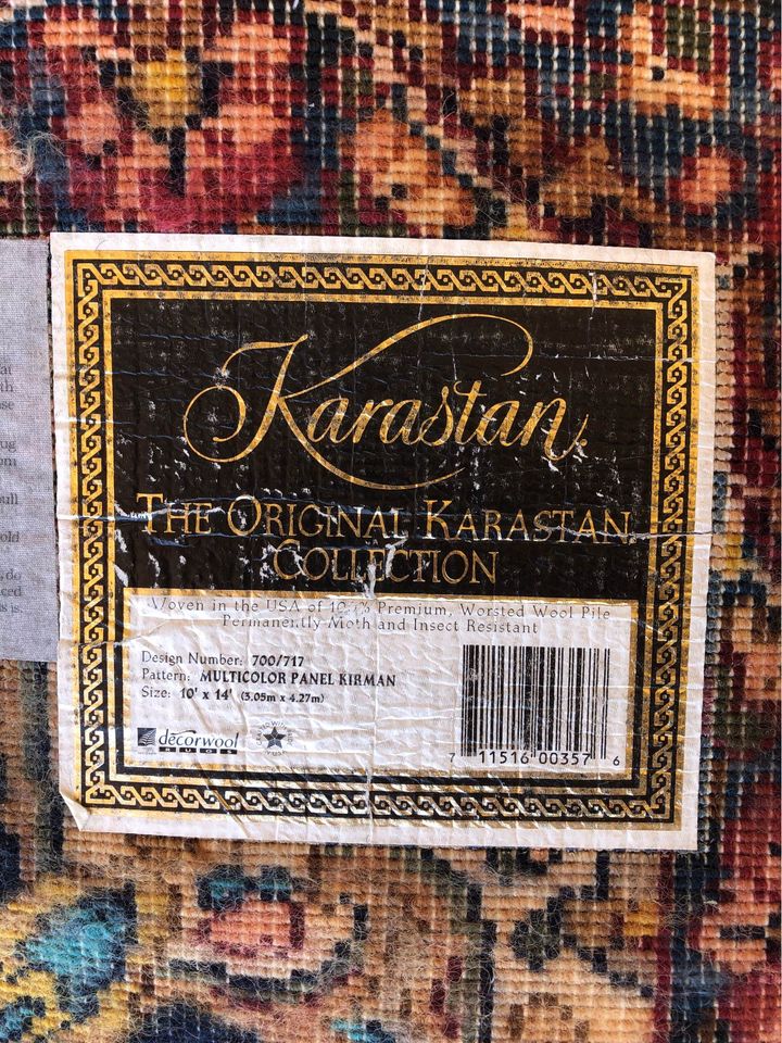 Beautiful Karastan Area Rug label