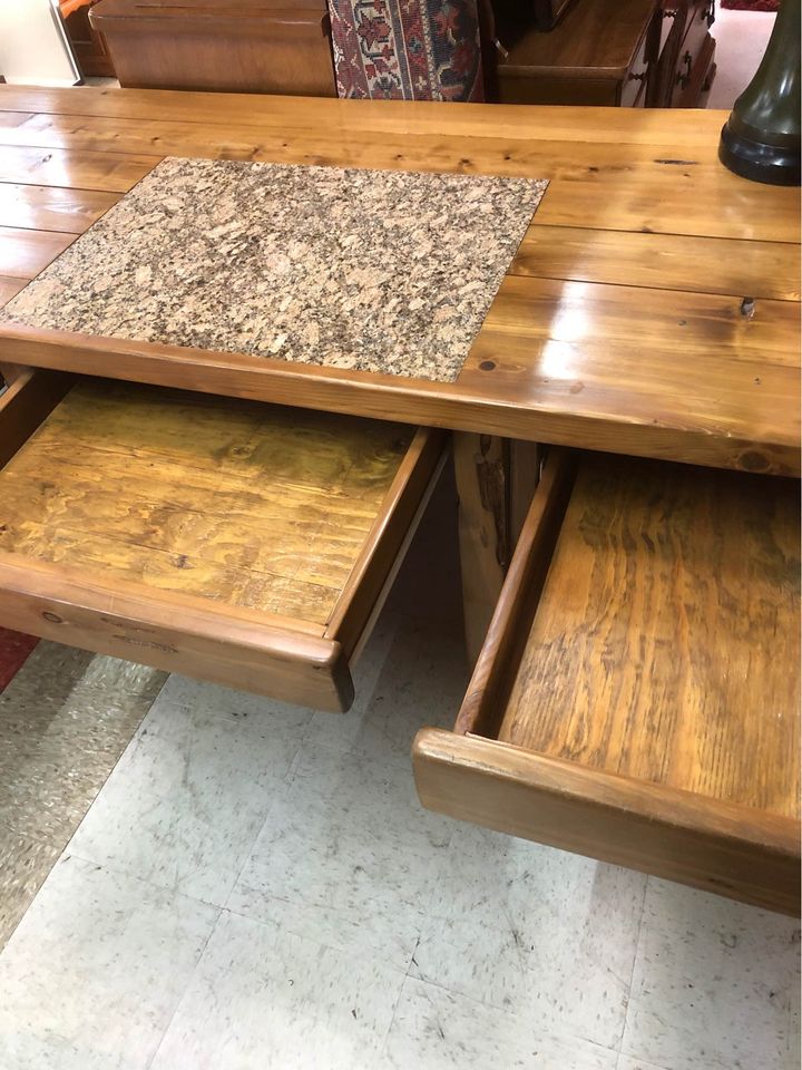 Custom Executive Desk with Granite Insert top drawers