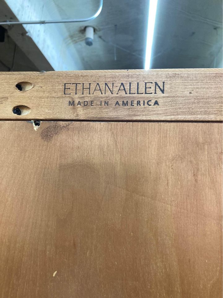 Ethan Allen Matching Desk and Bookcase brand stamp