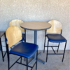 High Tables and Bar Stools with Blue Seats