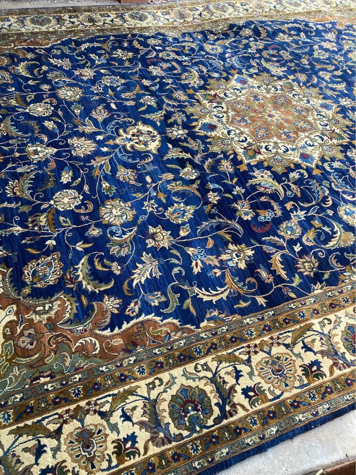 Large Royal Blue Hand Knotted Rug pattern
