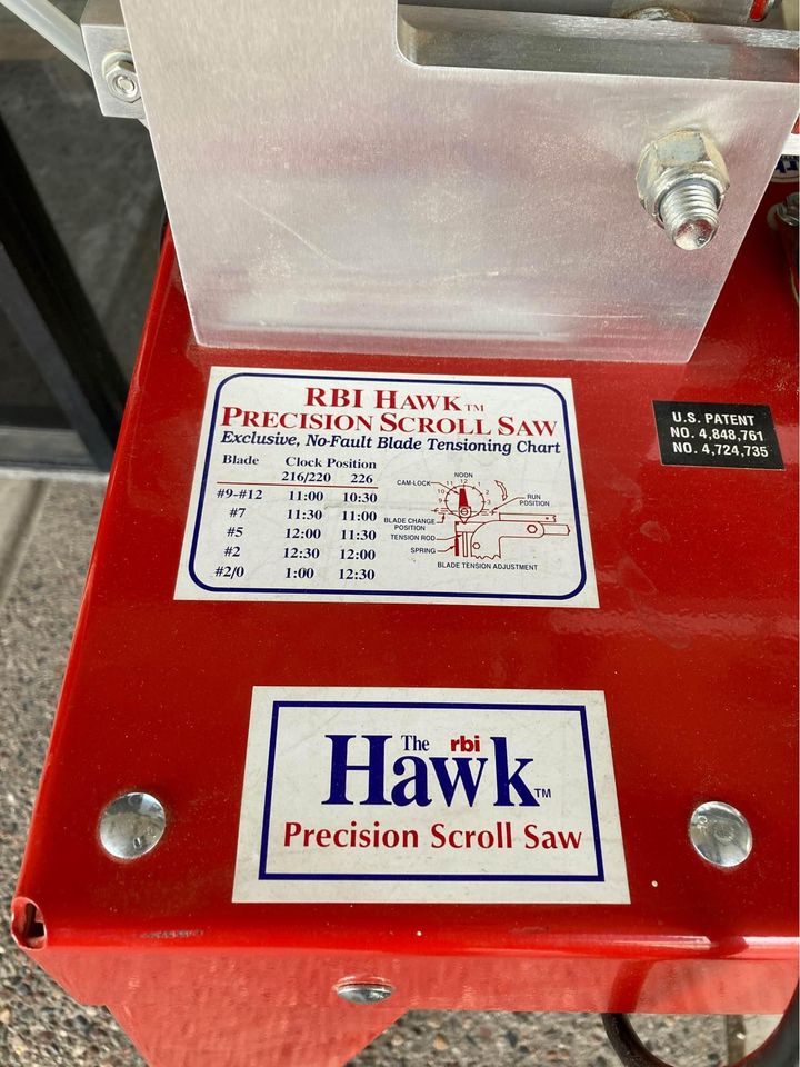 RBI-Hawk 220 VS Precision Scroll Saw label