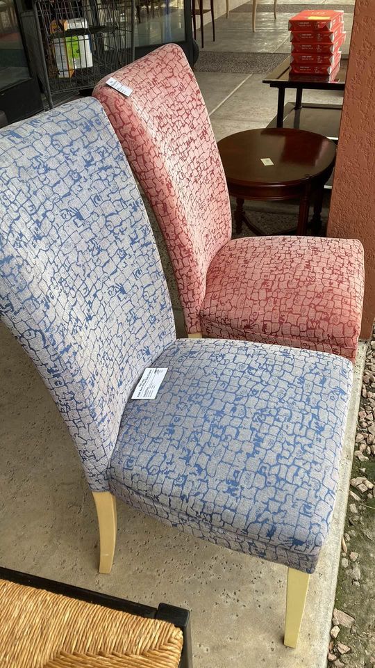Red and Blue Accent Chairs side