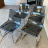 Set of 4 Chrome and Smoked Acrylic Dining Chairs
