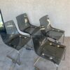 Set of 4 Chrome and Smoked Acrylic Dining Chairs side