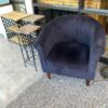 Small Barrel Chair with Velvety Upholstery