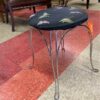 Small Chrome and Brocade Butterfly Vanity Stool