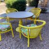 Vintage Bamboo or BoHo Style Aluminum Patio Set with Barrel Chairs