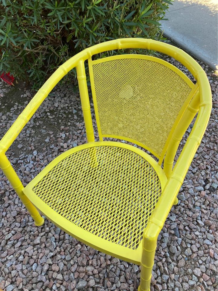 Vintage Bamboo or BoHo Style Aluminum Patio Set with Barrel Chairs chair