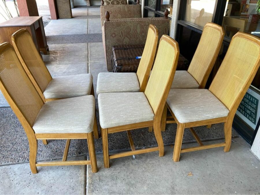 Vintage Mid-Century Modern Cane Back Dining Chairs side