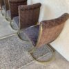 Vintage Set of 5 Brass Dining Chairs Cantilever Z Back backs