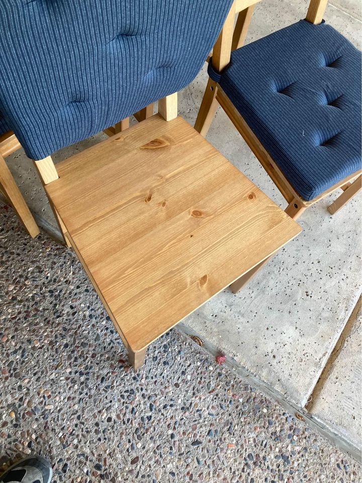 4 IKEA Wood Chairs with Pads seat
