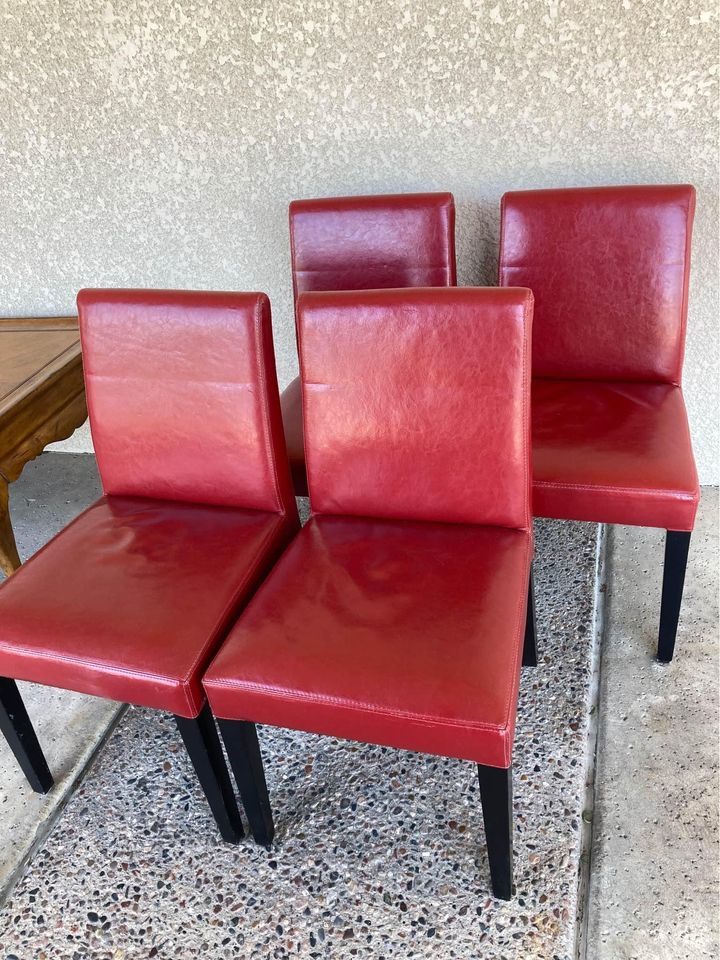4 Red Dining Chairs Crate and Barrel