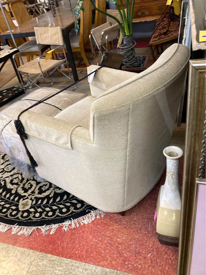 Bassett Fabric Chair and Matching Ottoman back