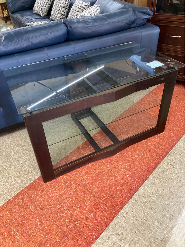 Glass TV Stand with Shelves