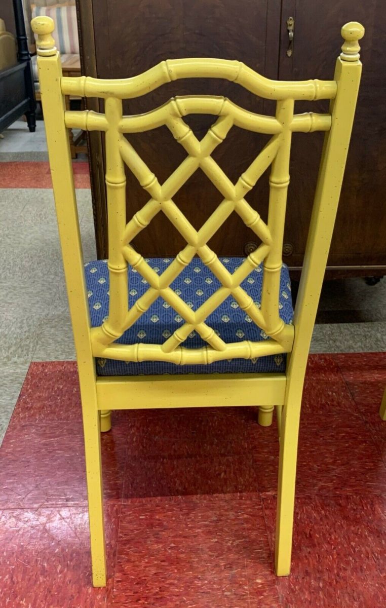 Pair of Dining Chairs Faux Bamboo Fretwork back