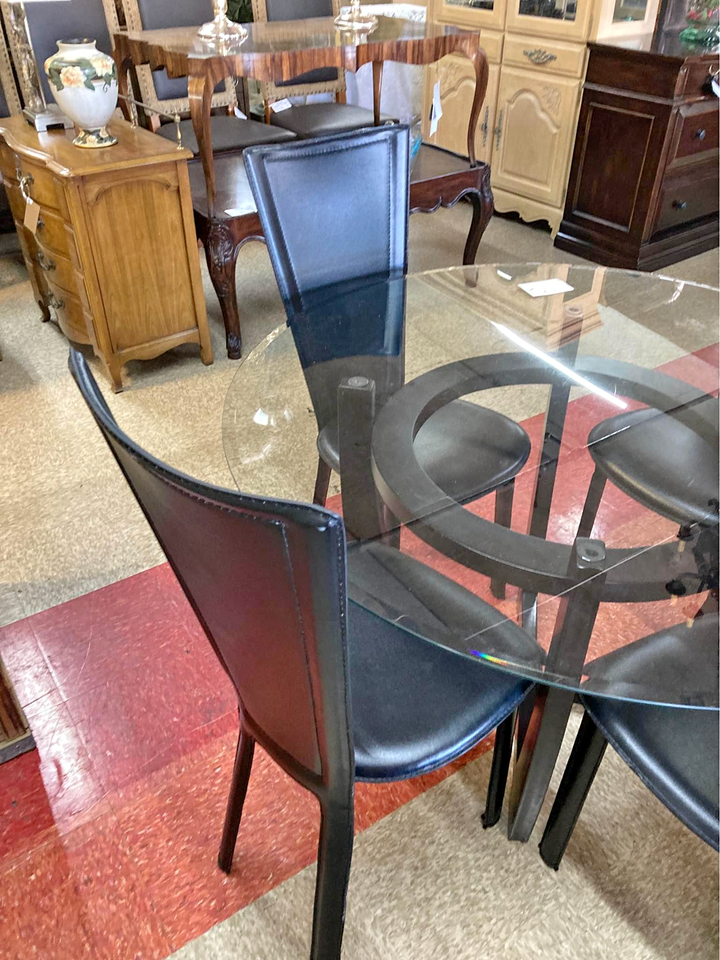 Round Glass Dining Table and 4 Chairs