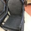 Set of 4 Armchairs Braided Black Leather