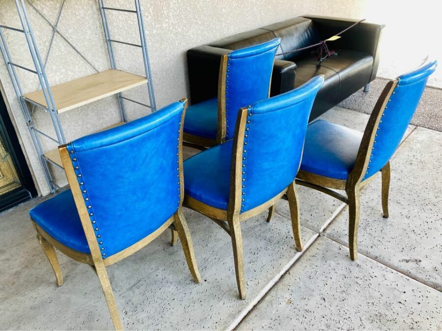 Set of 4 Blue Chairs back