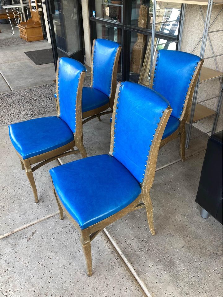 Set of 4 Blue Chairs side