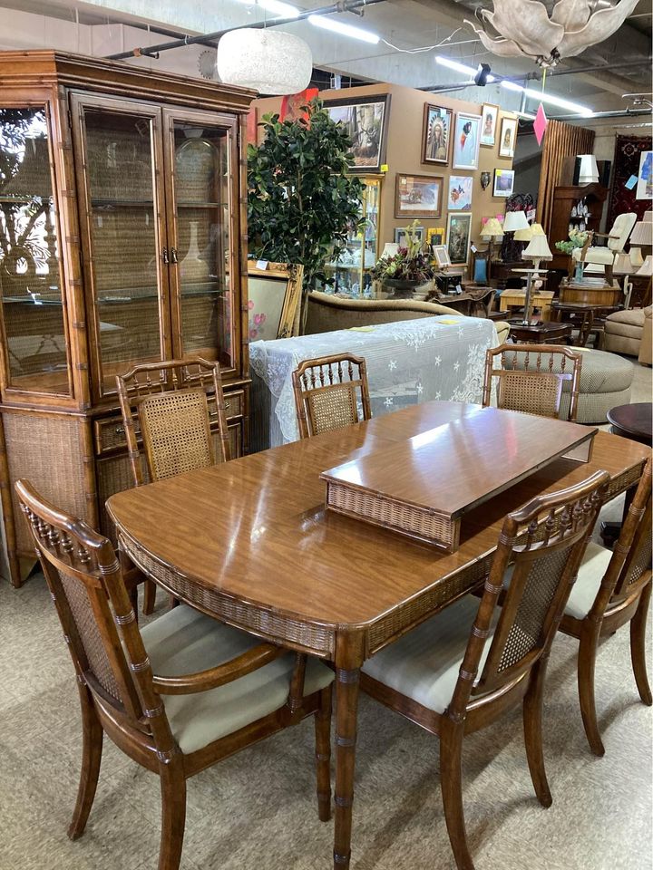 Vintage Bamboo Style Dining Set