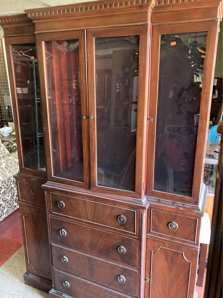 Antique Storage Cabinet and Desk desk closed