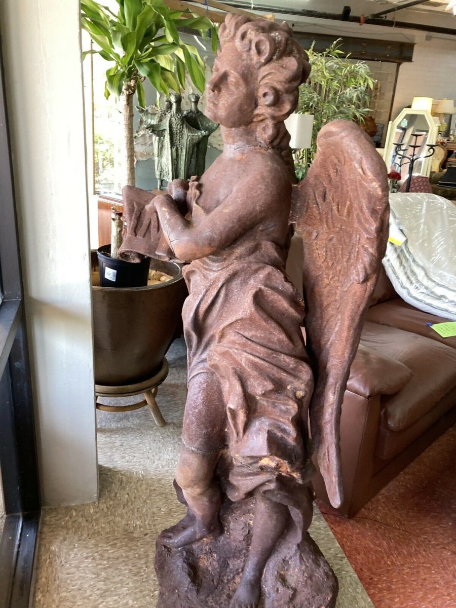 Cast Iron Angel Garden Statue side