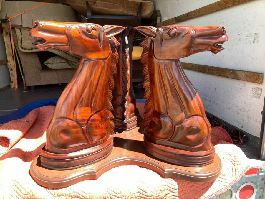 Hand Carved Wood Horse Head Dining Table base