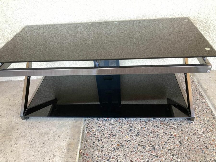 Modern Black Glass Entertainment Console
