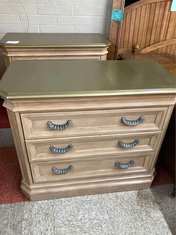 Pair of Short Dressers with Gold Tops