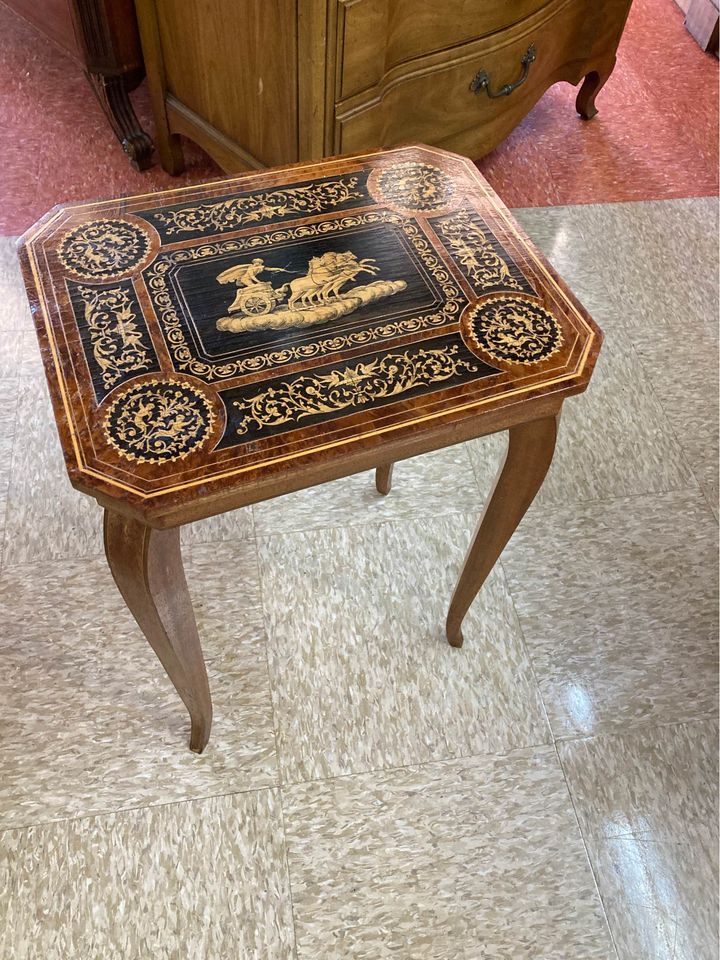 Small Italian Inlaid Wood Side Table