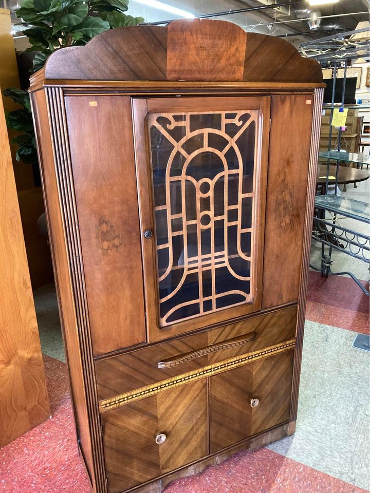 Small Antique Glass Front Cabinet