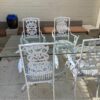 White Patio Set - 4 Chairs and Glass Table