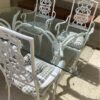 White Patio Set - 4 Chairs and Glass Table table top