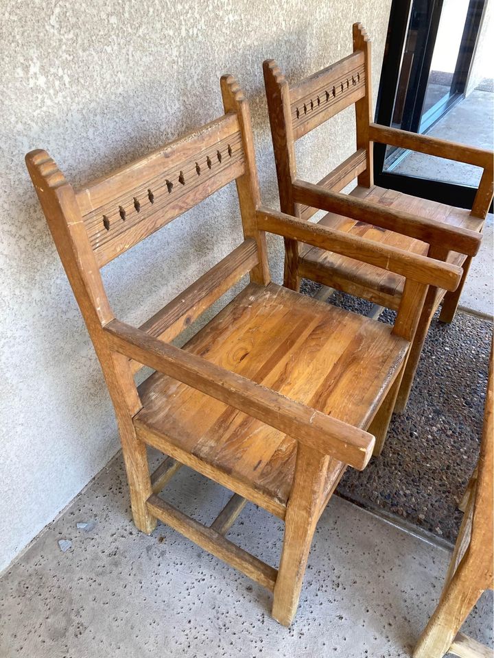 4 Rustic Mexican Dining Chairs armchairs