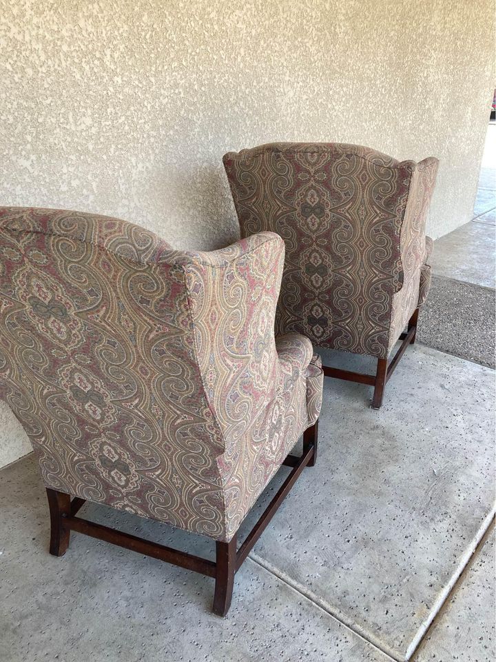 Pair of Wingback Chairs by Henredon backs