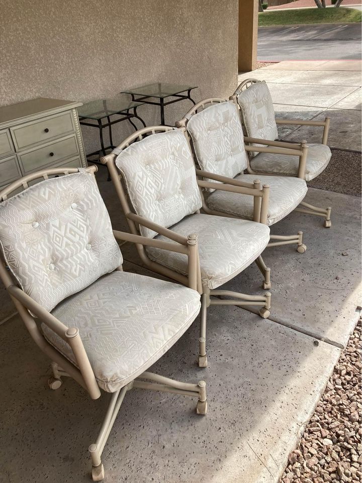 Set of Four Kitchen Chairs on Wheels