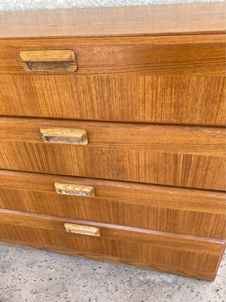 Vintage Teak Dresser made in USA drawer pulls