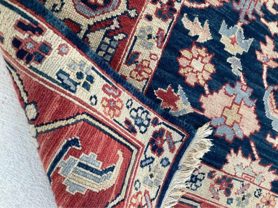 Handmade Red and Blue Rug back