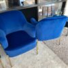 Blue Velvet and Gold Accent Chairs back