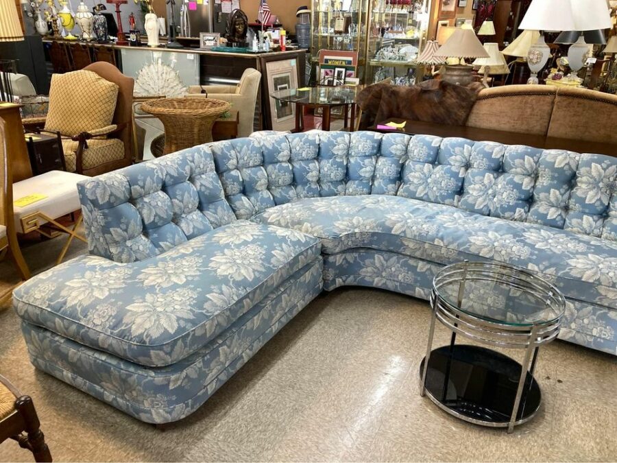 Curved Blue Sectional Sofa