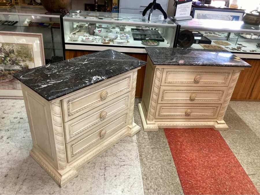 Pair of Marble Top Small Dressers