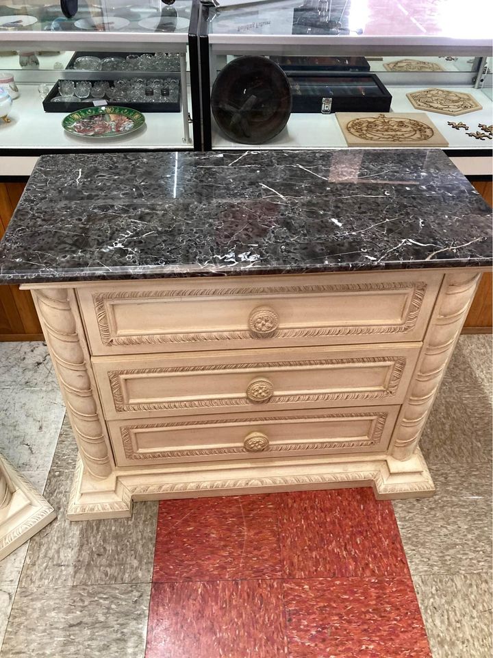 Pair of Marble Top Small Dressers end table