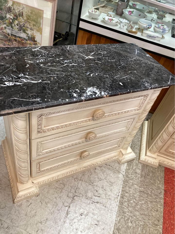 Pair of Marble Top Small Dressers nightstand